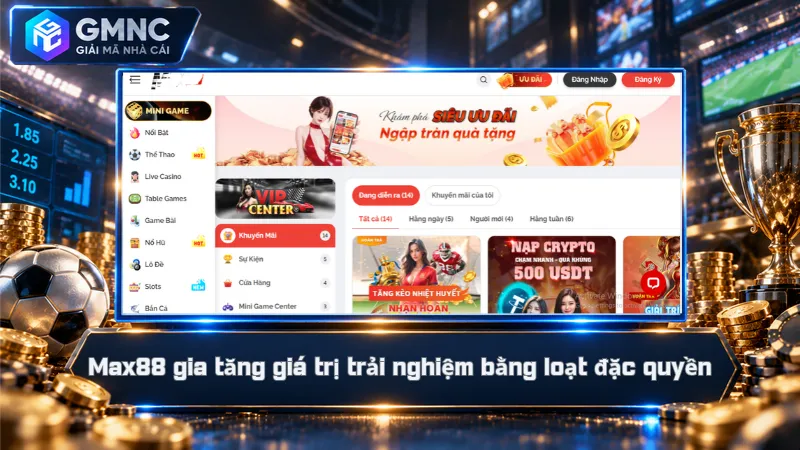 Max88 – Nhà Cái Giao Dịch Nhanh, Quyền Lợi Đến 38 Triệu 5 Max88 gia tăng giá trị trải nghiệm bằng loạt đặc quyền