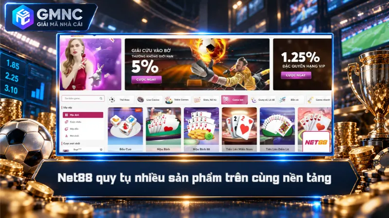 Net88 quy tụ nhiều sản phẩm trên cùng nền tảng